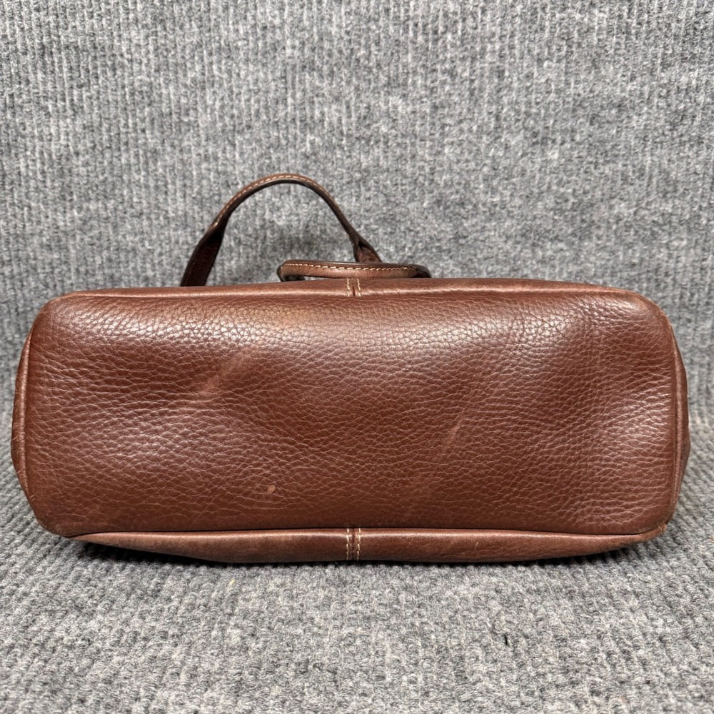 Vtg Y2K Fossil Satchel Bag Brown Pebbled Leather Top Handle Purse Key Charm EUC - Picture 9 of 15
